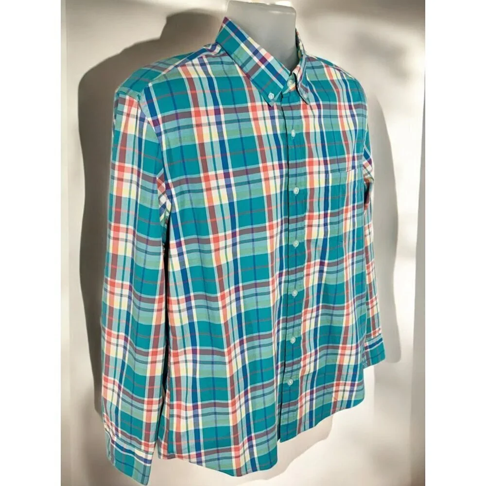J.Crew Flex Washed Plaid Slim Untucked Shirt Button Down Long Sleeve NEW Large
